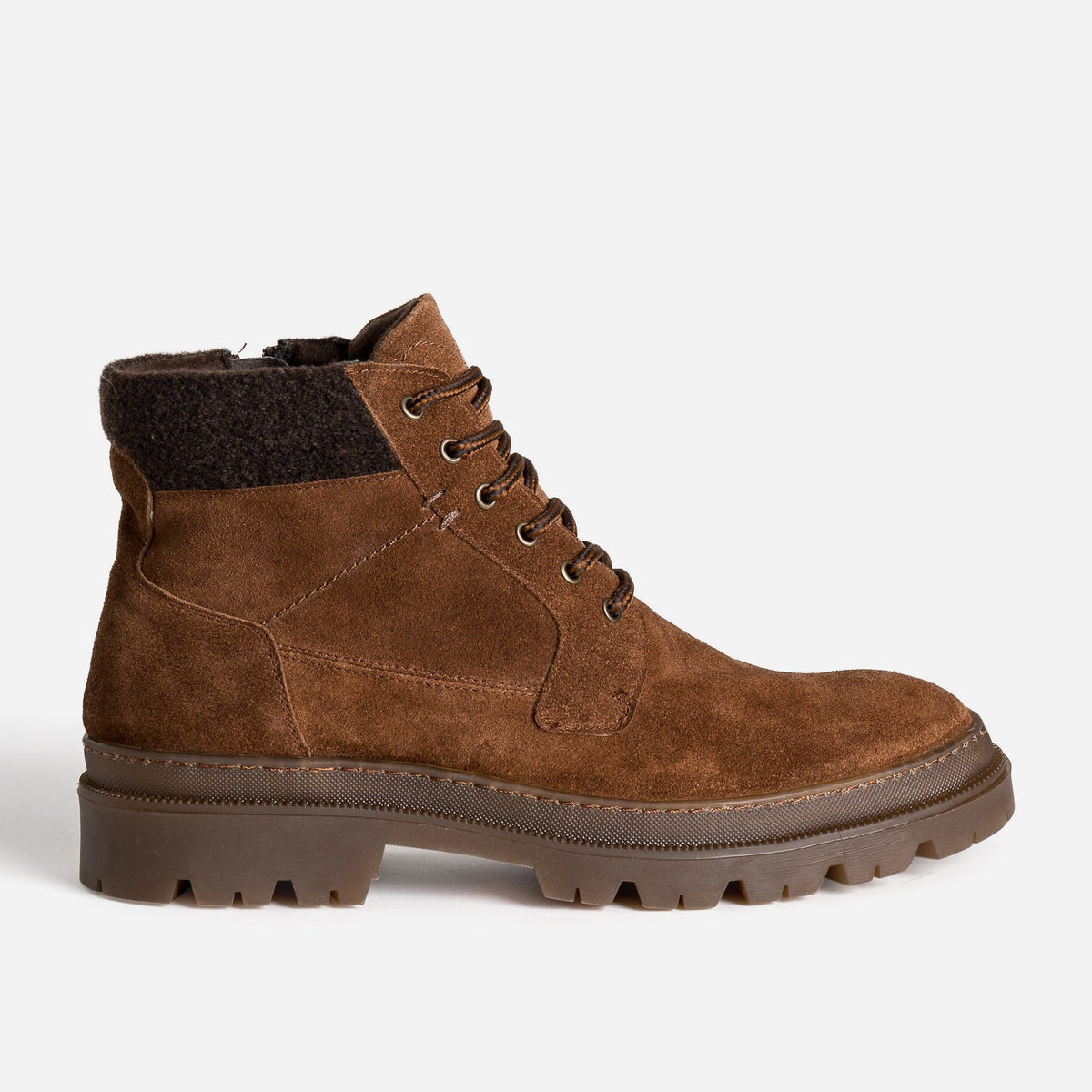 Boots à lacet cognac cuir velours - 1