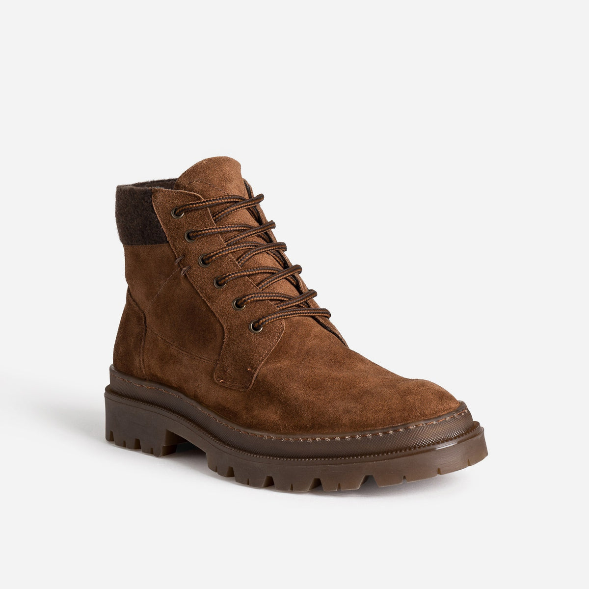 Boots à lacet cognac cuir velours - 2