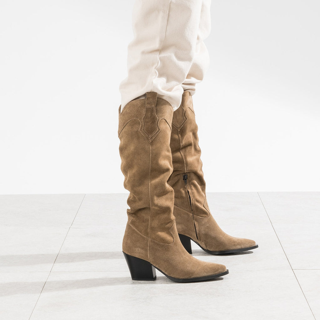Botte santiag TEXTO beige cuir velours - 2