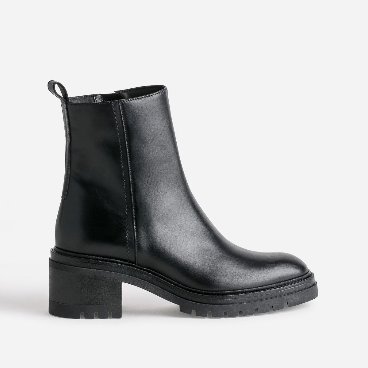 Boots TEXTO noir en cuir semelle crantée - 1