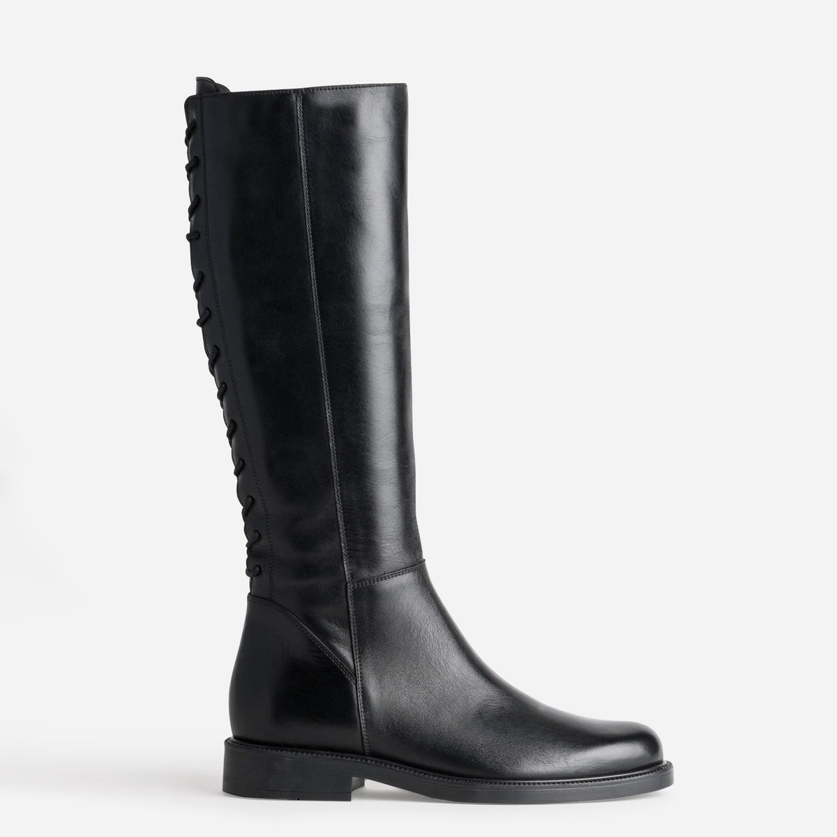 Botte noire cuir tige lacée - 1