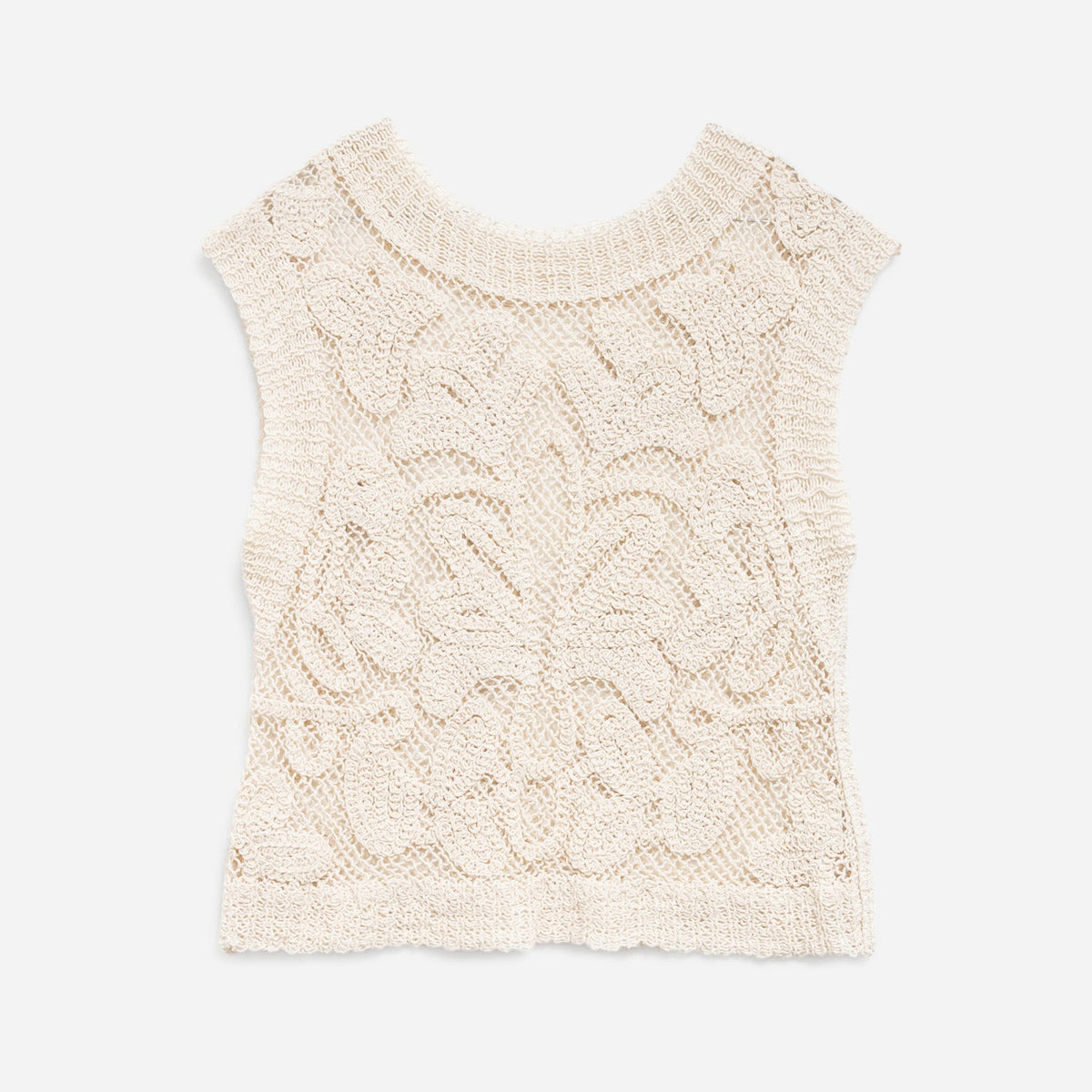 Top TEXTO beige façon crochet - 1