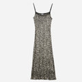 Robe longue TEXTO noire sequins argentés - 1